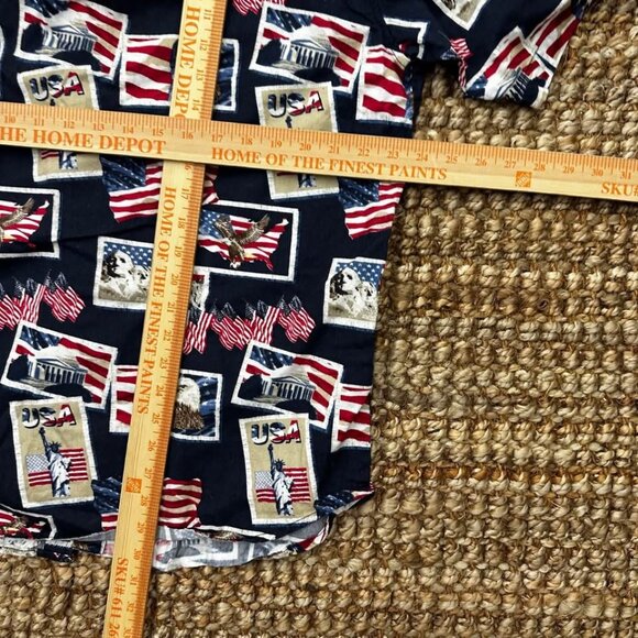 USA Flag America Themed Button Down Print Shirt (Large) Cotton Traders Red White - Picture 5 of 5